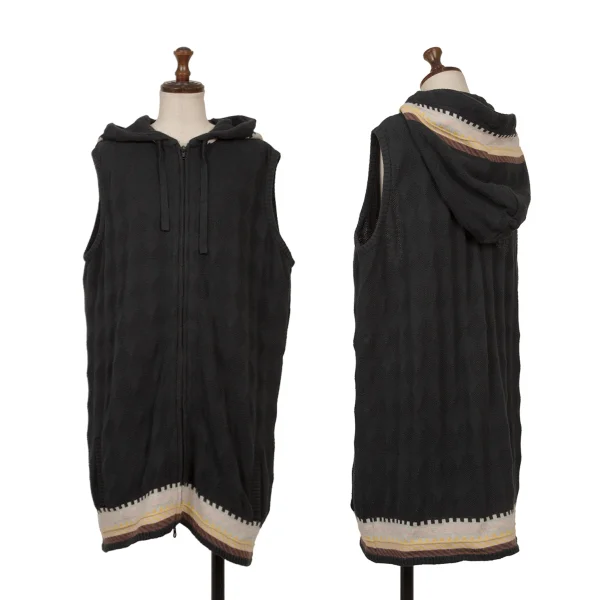 Y's for men Weave Knit Sleeveless Hoodie Black 3 K-172001_001