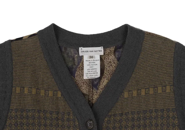 DRIES VAN NOTEN Knit Vest Switching Floral Print Dress K-172003_004
