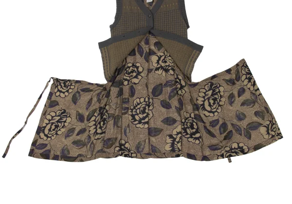 DRIES VAN NOTEN Knit Vest Switching Floral Print Dress K-172003_013