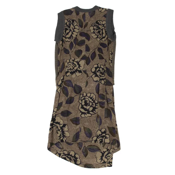 DRIES VAN NOTEN Knit Vest Switching Floral Print Dress K-172003_014