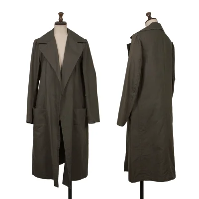 Y's Cotton Linen Buttonless Long Jacket