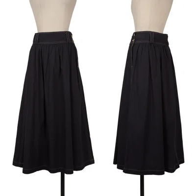 Y's Cotton Linen Color Stitch Skirt