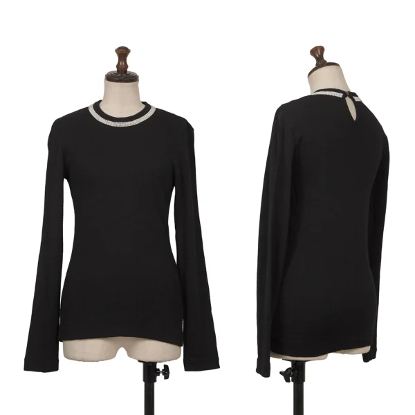 tricot COMME des GARCONS Pearl Embellishment Rib Knit Top Black S-M K-172020_001