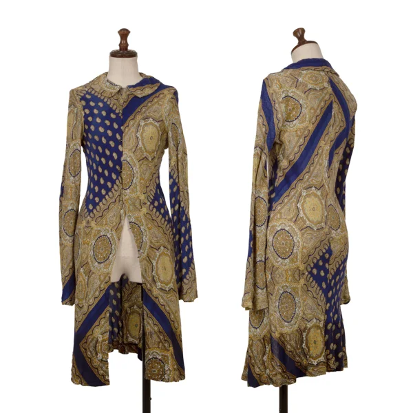 COMME des GARCONS Paisley Shirt Dress Blue,Yellow M K-172029_001