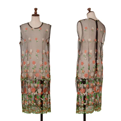 Unbranded Floral Embroidery Sleeveless Mesh Dress