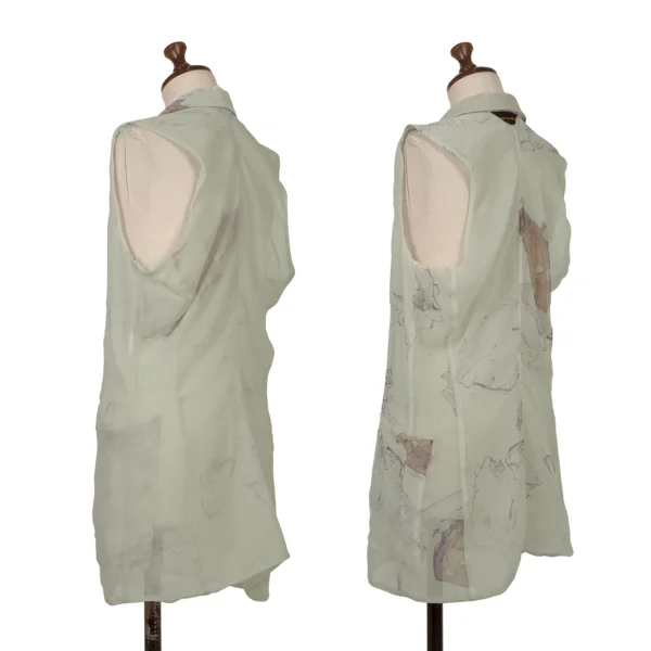 COMME des GARCONS Lining Print Sheer sleeveless Reversible Jacket K-172036_002