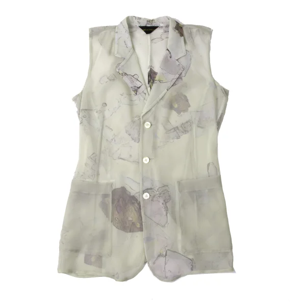 COMME des GARCONS Lining Print Sheer sleeveless Reversible Jacket K-172036_003