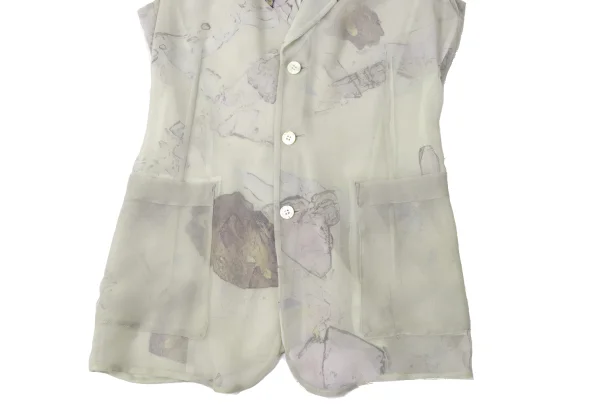 COMME des GARCONS Lining Print Sheer sleeveless Reversible Jacket K-172036_007