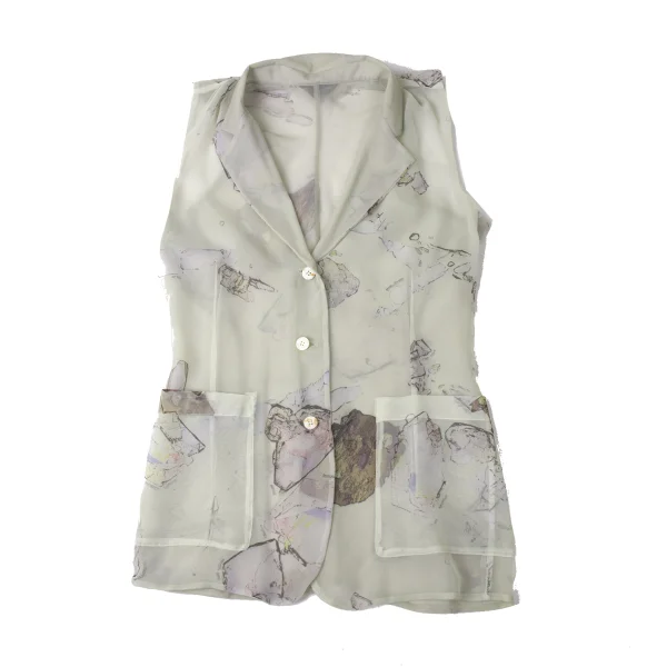 COMME des GARCONS Lining Print Sheer sleeveless Reversible Jacket K-172036_011