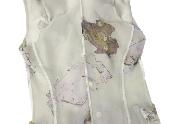COMME des GARCONS Lining Print Sheer sleeveless Reversible Jacket K-172036_013