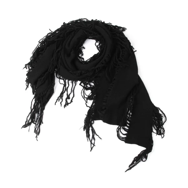 Y's Fringed Knit Scarf Black Free K-172044_001