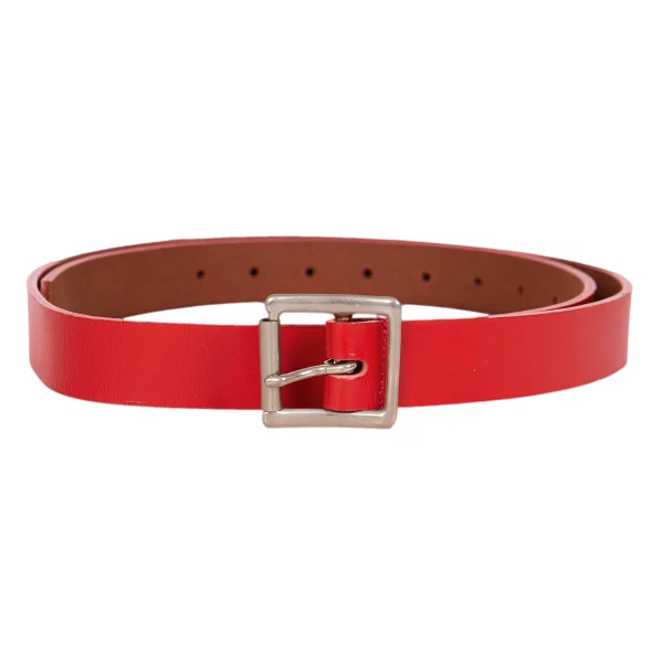 COMME des GARCONS Square Buckle Leather Belt Red  K-172049_001