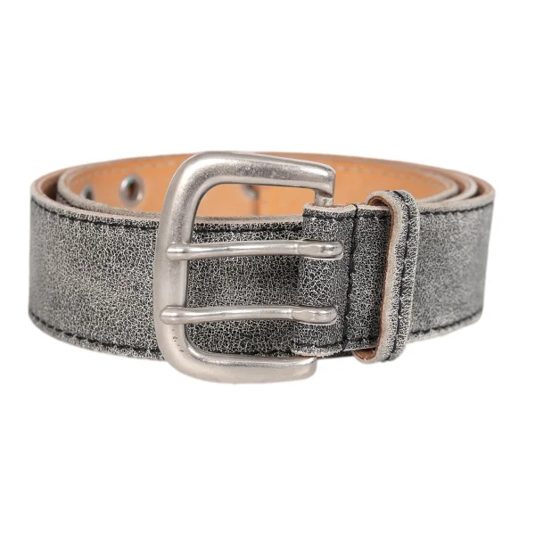 Y's Crack Leather Belt Grey  K-172052_001