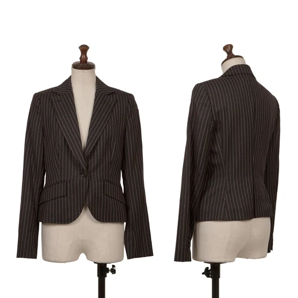 Paul Smith BLACK Wool Poly Blend Textured Stripe Jacket Black,Pink 38 K-172053_001