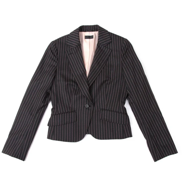 Paul Smith BLACK Wool Poly Blend Textured Stripe Jacket K-172053_002