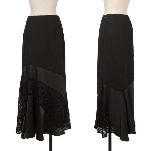 ATSURO TAYAMA Floral Lace Switching Skirt Black 36 K-172054_001