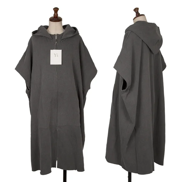 Y's Pigment Dyed Hood Patch Short Sleeve Sweat Shirt Grey 2 K-172058_001