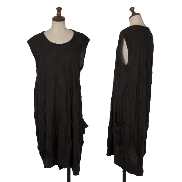 Y's Cotton Poly Dot Jacquard Sleeveless Knit Tunic Black 2 K-172059_001