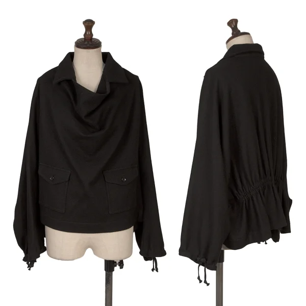 tricot COMME des GARCONS Wool Flap Pocket Drape Neck Pullover Jacket Black M K-172063_001
