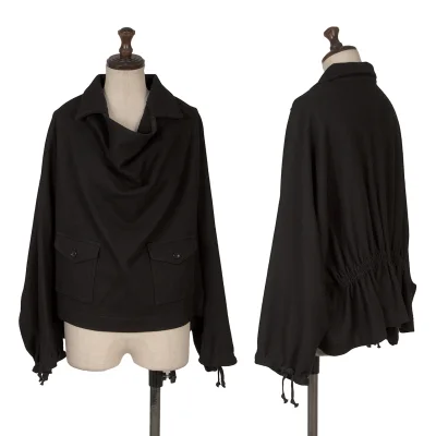 tricot COMME des GARCONS Wool Flap Pocket Drape Neck Pullover Jacket