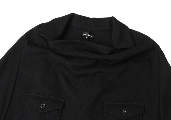 tricot COMME des GARCONS Wool Flap Pocket Drape Neck Pullover Jacket K-172063_003