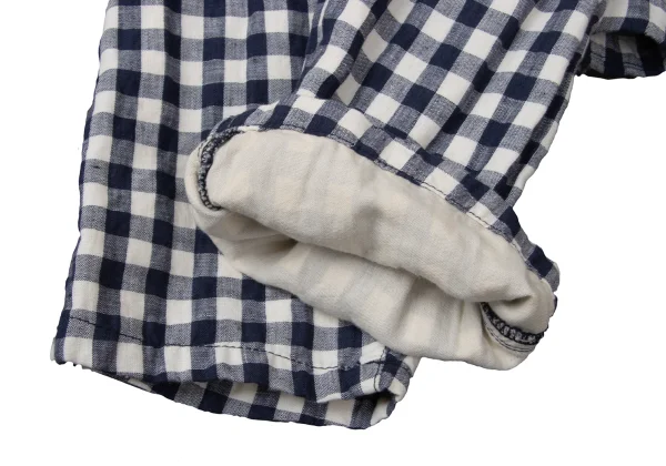 tricot COMME des GARCONS Linen Blend Check Dropped Crotch Shorts K-172066_006