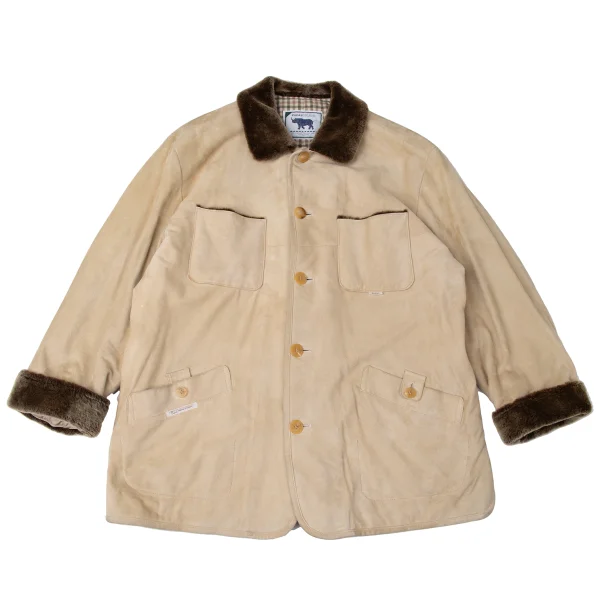 Papas ISLAND Check Lined Sheepskin Jacket Beige L K-172074_001