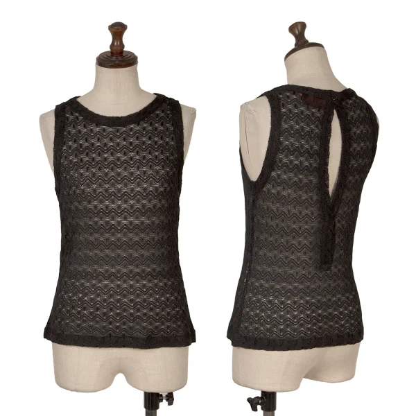 MISSONI Rayon Blend Graphic Knit Tank Top Black XS-S K-172075_001