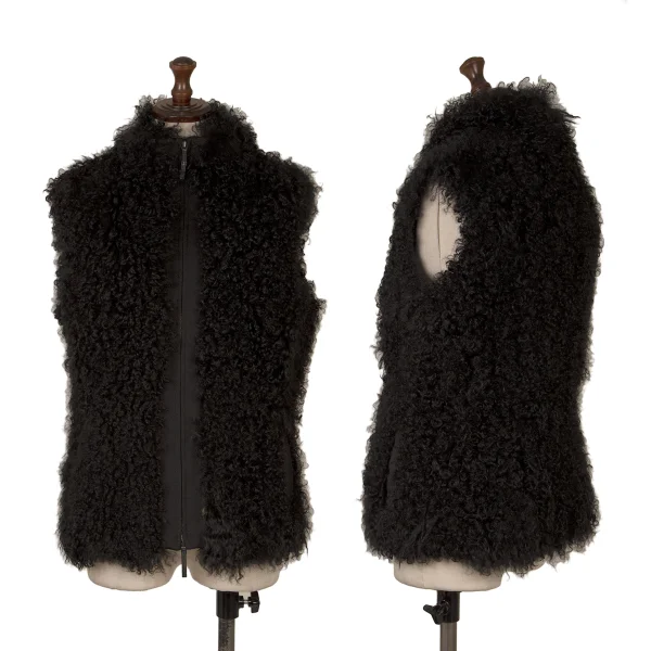 CIVIDINI Sheep Leather Loop Shaggy Vest Black 42 K-172077_001