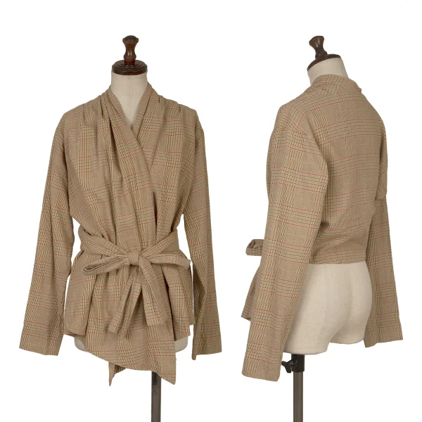 Vivienne Westwood Red Label Cotton Check Wrap Blouse Beige 2 K-172079_001