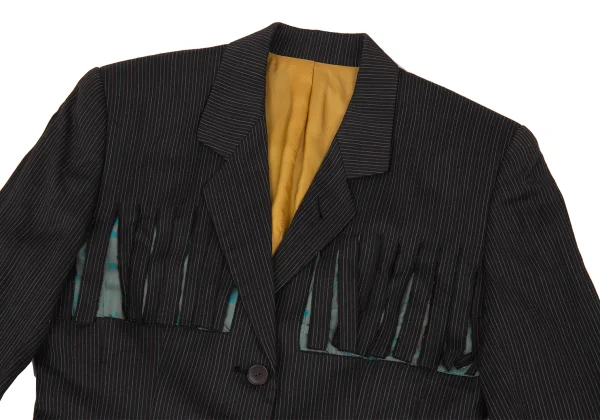 Jean Paul GAULTIER FEMME Cutting Fringe Striped Jacket K-172083_003