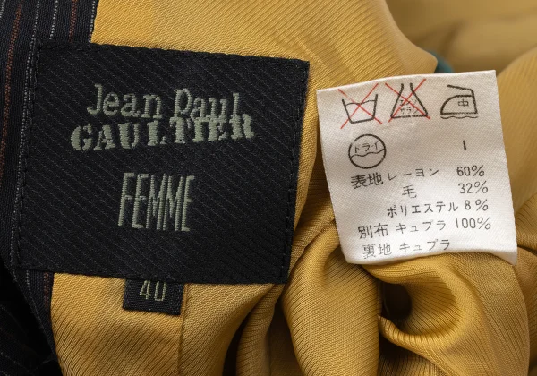 Jean Paul GAULTIER FEMME Cutting Fringe Striped Jacket K-172083_018