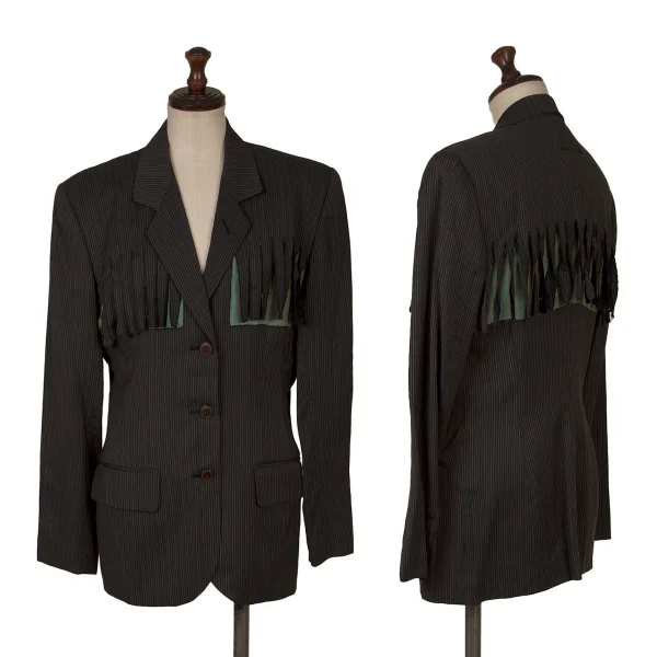 Jean Paul GAULTIER FEMME Cutting Fringe Striped Jacket & Skirt K-172085_002