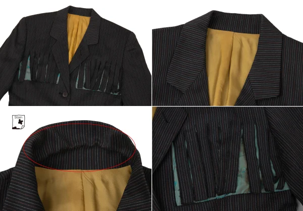 Jean Paul GAULTIER FEMME Cutting Fringe Striped Jacket & Skirt K-172085_004