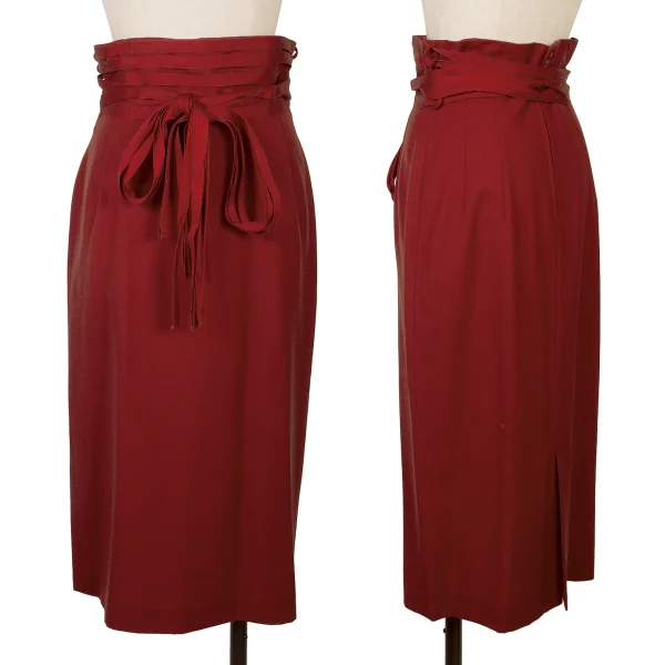 Jean Paul GAULTIER FEMME Wool Waist String Design Skirt Red 40 K-172090_001