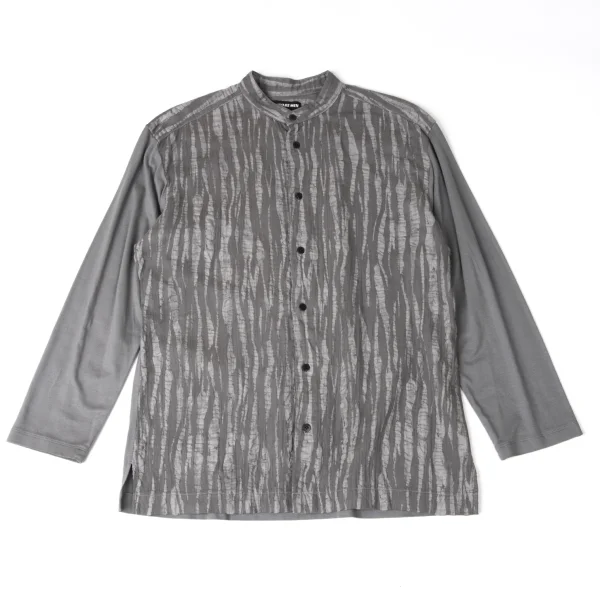 ISSEY MIYAKE MEN Design Weave Switching Band-collar Shirt Grey S-M K-172095_001