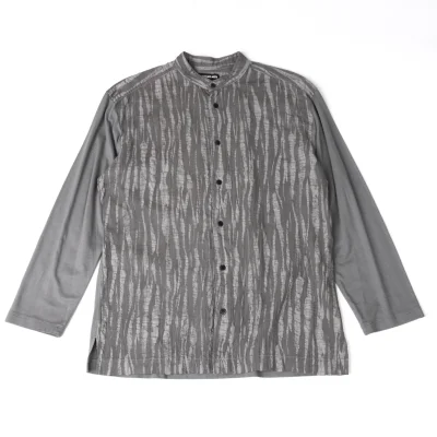 ISSEY MIYAKE MEN Design Weave Switching Band-collar Shirt