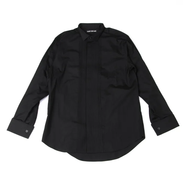 ISSEY MIYAKE MEN Cotton Pin-tuck Double Cuff Shirt Black 2 K-172096_001