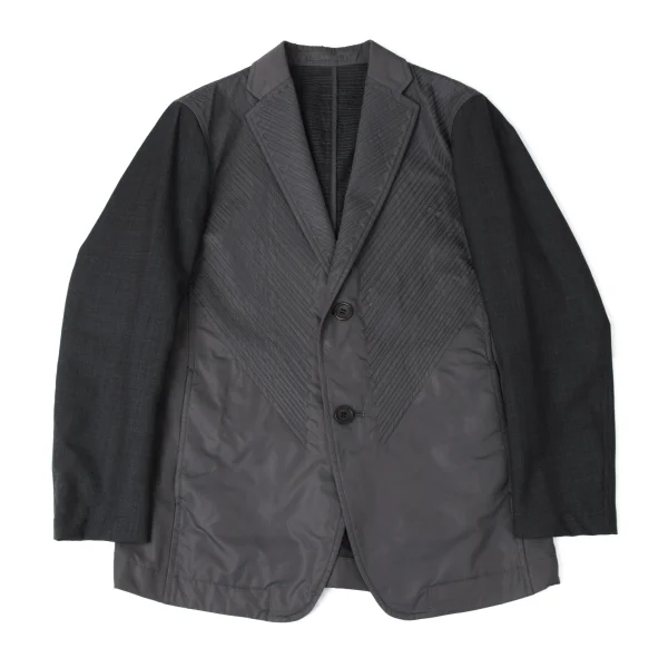 ISSEY MIYAKE MEN Sleeve Switching Sashiko Jacket Charcoal 2 K-172101_001