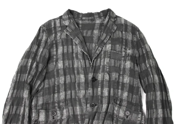 ISSEY MIYAKE MEN Linen Cotton Checked Jacket K-172102_002