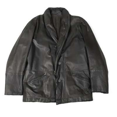 ISSEY MIYAKE MEN Leather Zip Shawl Collar Jacket