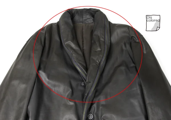 ISSEY MIYAKE MEN Leather Zip Shawl Collar Jacket K-172105_002