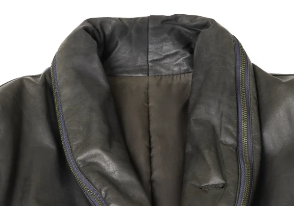 ISSEY MIYAKE MEN Leather Zip Shawl Collar Jacket K-172105_003