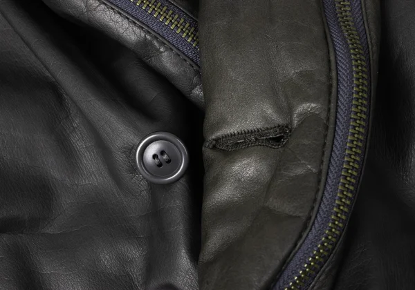 ISSEY MIYAKE MEN Leather Zip Shawl Collar Jacket K-172105_004