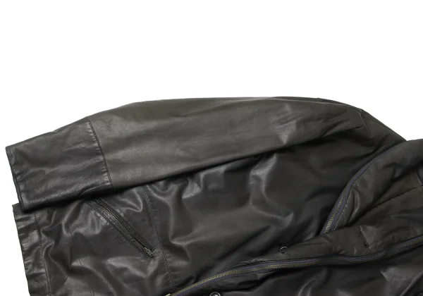 ISSEY MIYAKE MEN Leather Zip Shawl Collar Jacket K-172105_006