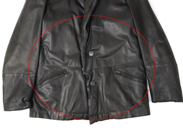 ISSEY MIYAKE MEN Leather Zip Shawl Collar Jacket K-172105_008