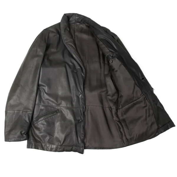 ISSEY MIYAKE MEN Leather Zip Shawl Collar Jacket K-172105_010