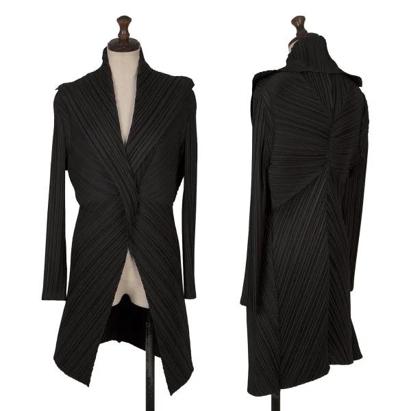 ISSEY MIYAKE Pleats Shawl Collar Coat Black 2 K-172107_001