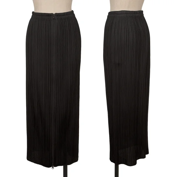 PLEATS PLEASE Front Double Zip Skirt Black 1 K-172115_001