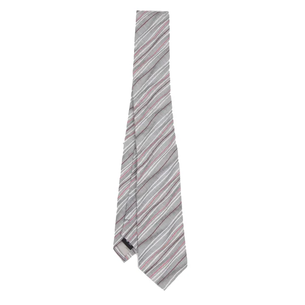 ISSEY MIYAKE MEN Cotton Silk Regimental Jacquard Tie Grey,White,Red  K-172122_001